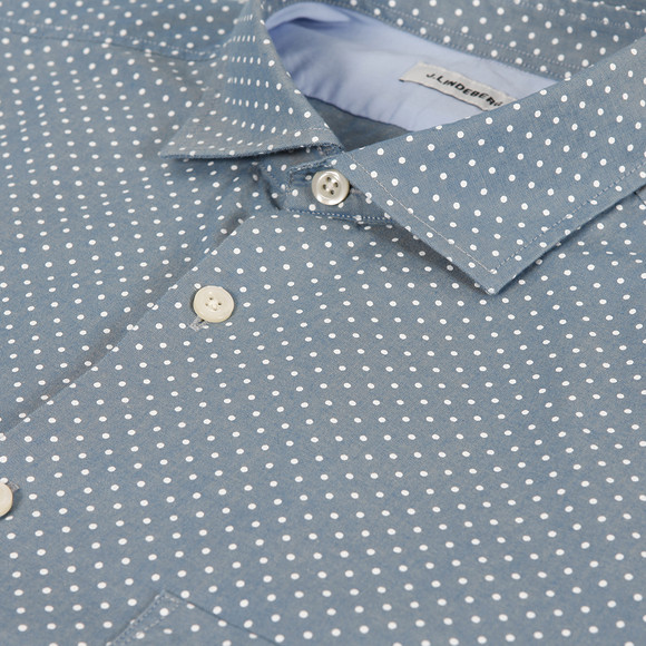 J.Lindeberg Mens Blue J.Lindeberg Ward Regular Dot Chambray Shirt #3