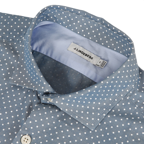 J.Lindeberg Mens Blue J.Lindeberg Ward Regular Dot Chambray Shirt #4