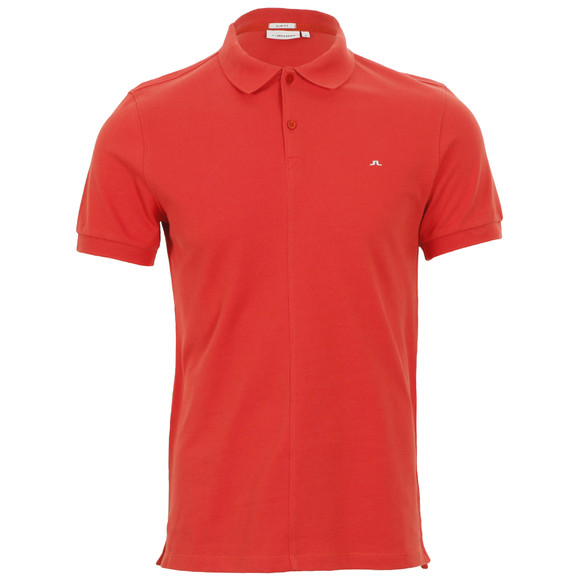 J.Lindeberg Mens Red J Lindeberg Rubi Red Coral Plain Polo #1