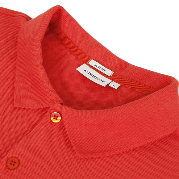 J.Lindeberg Mens Red J Lindeberg Rubi Red Coral Plain Polo #4