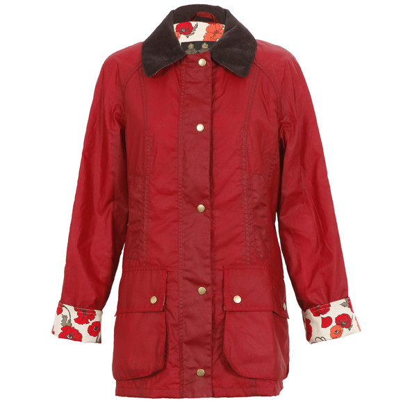 Barbour Lifestyle Womens Red Print Beadnell Wax Jacket main image